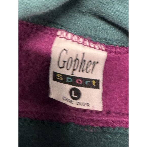 Vintage Gopher Sport Large Purple Floral French Scripts Turtleneck Sweatshirt - Picture 2 of 10